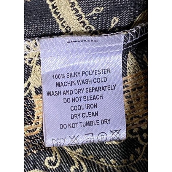 Manzini Mens Size X-Large Gold Paisley Button Down Dress Shirt Long Sleeve - Picture 6 of 9